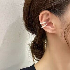 Anthropologie Pearl Double Hoop Earrings